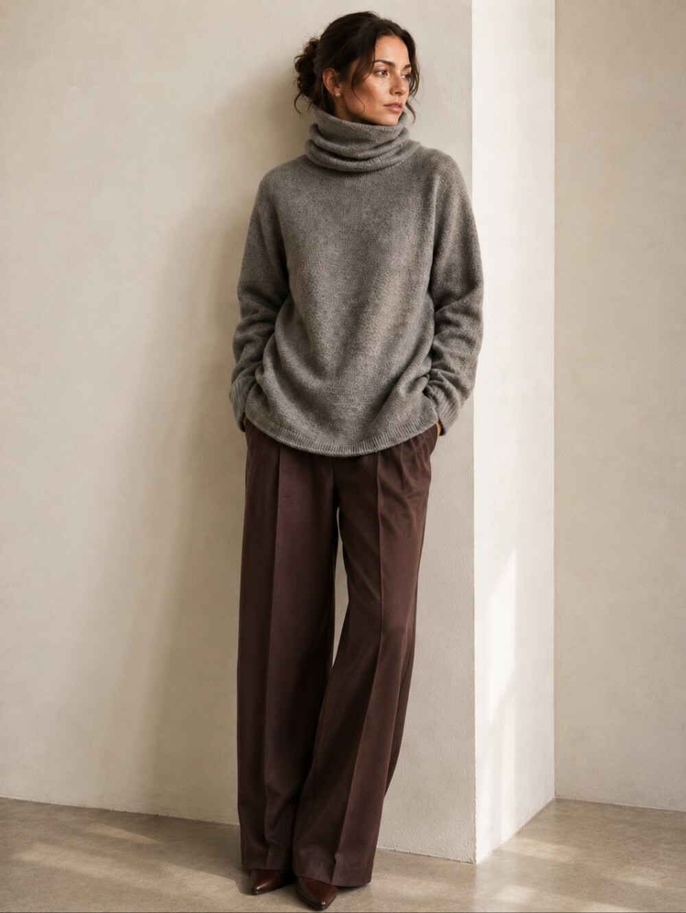 Malo 100% Italian Cashmere Oversized Turtleneck Sweater Quiet Luxury Minimalist